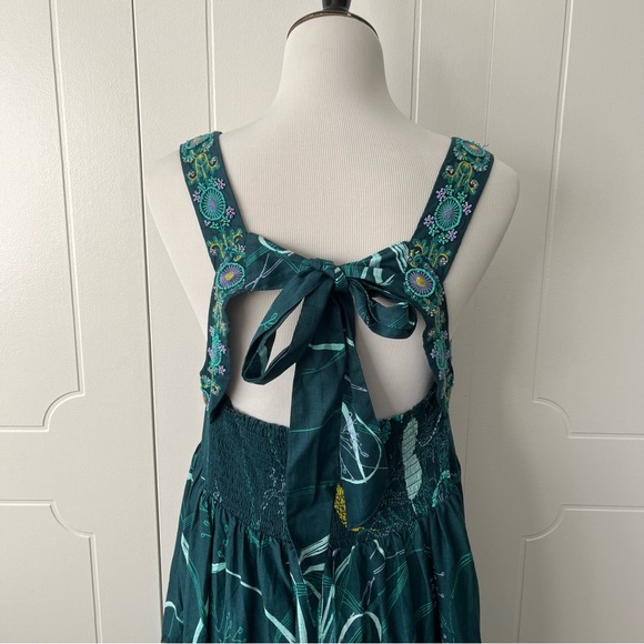 Anthropologie Teal Beaded Maxi Dress - Picture 9 of 13